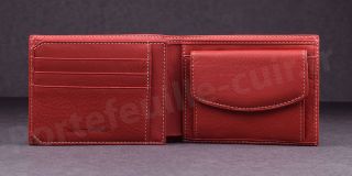 Fancil SA908 Portefeuille format italien en cuir - couleur Rouge