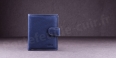 Porte-monnaie en cuir de vachette Fancil SA903 Bleu Jean