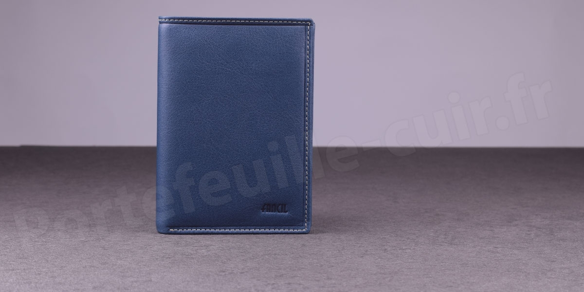 Fancil SA911 Portefeuille cuir 2 Volets Bleu Jean