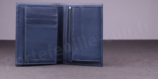 Fancil SA911 Portefeuille cuir 2 Volets Bleu Jean